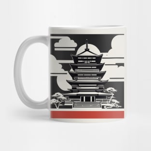 Japanese temple, minimalistic modern design Mug